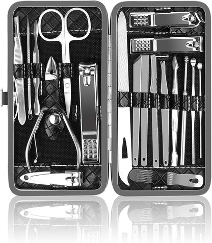OKOMER Nail Clipper Set - Professional Manicure Set 10 PCS Stainless Steel Nail Kit with Travel Case, Nail Clippers Set Gift for Men Women