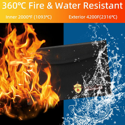 3 Pcs Fireproof Waterproof Document Bag(2000℉), Fire and Water Resistant Safe Zipper Storage Organizer Pouch for A4 A5 Documents Holder, Cash, Passport, Tablet, Laptop, File, Jewelry,(Black)