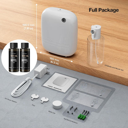Airversa Waterless Essential Oil Diffuser for Home Large Room and Commercial Use, Up to 2000 sq ft, App Control Cold Air Diffuser, 400mL, DC-12V/1A Plug in Wall, Smart Scent Air Machine, ANW-White