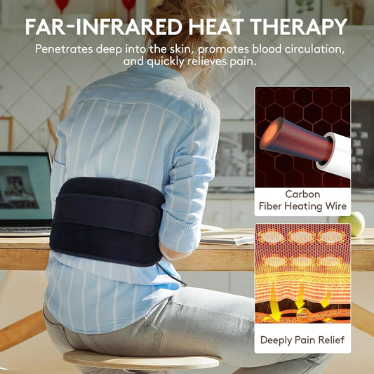UTK Vibrating Far Infrared Heating Pad for Back Pain Relief, Hot Enough, Fathers Day Dad Gifts for Men, Massager Heating Pads for Lower Back, 16 Timers Auto-Off, 20 Natural Jade, 35-55" Adjustable