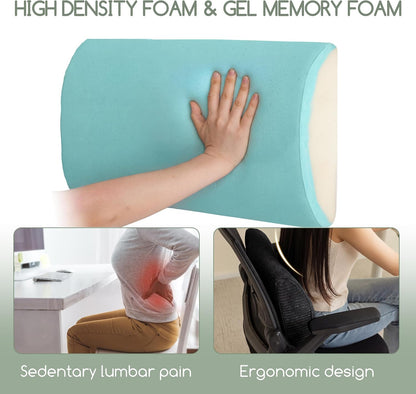 HIGOGOGO Lumbar Support Pillow for Recliner Chair/Accent Chair/Couch, Memory Foam Back Support Cushion for Elderly, Recliner Cushions for Back Rest, Pain Relief, Reading, Washable Cover, Dark Grey