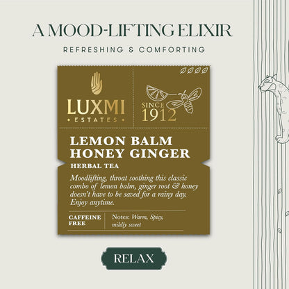 Luxmi Estates - Lemon Balm Honey Ginger 25 teabags