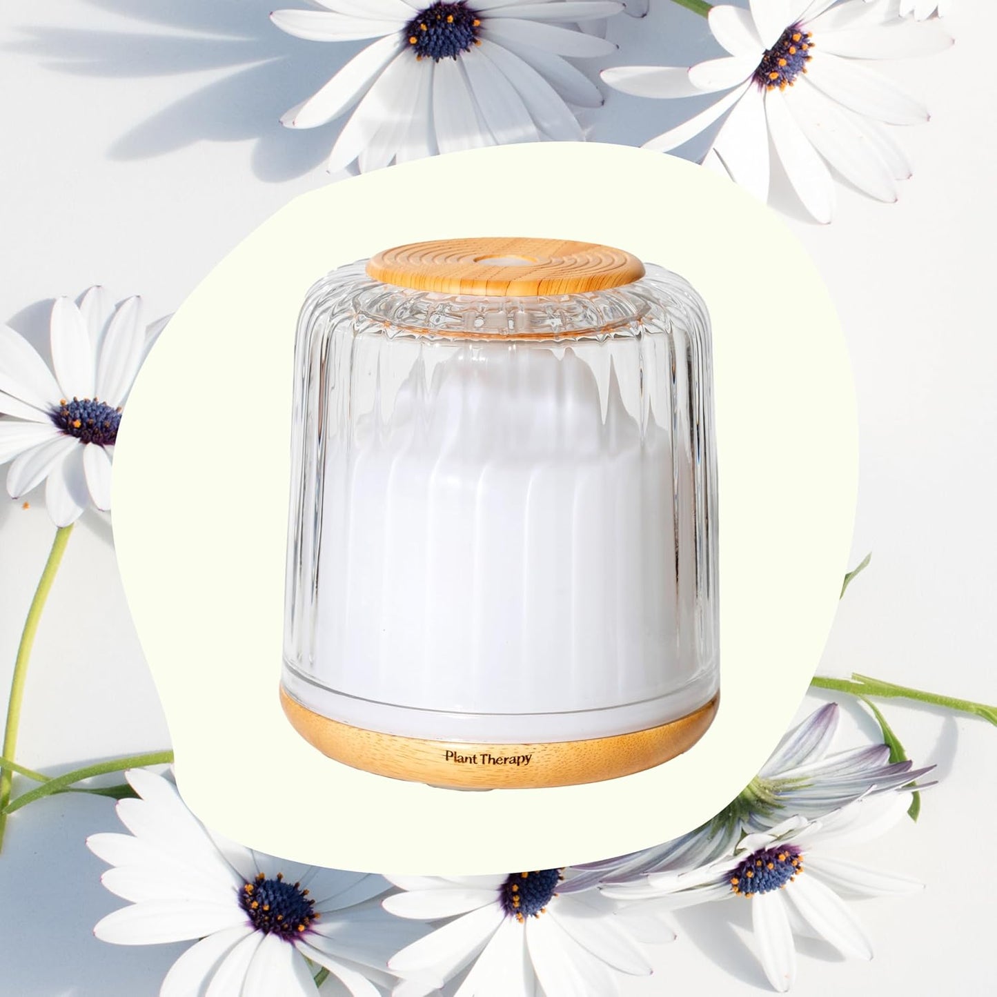 Plant Therapy Home Drift Linen Essential Oil Diffuser, Stylish Linen Cover Adds a Soft, Natural Touch to Any Space, Intermittent & Continuous Mist, Color-Changing Light, 320 Square Feet Coverage