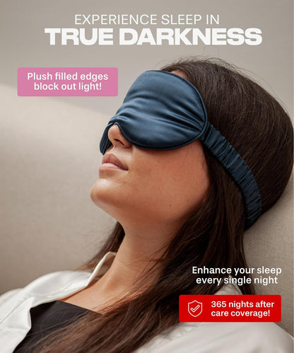 SUNDAYSILKS™ | Adjustable Silk Sleep Mask for Side Sleeper | Cloud-Like Comfort, Weighted for Deep Sleep | Soft Sleep Face Mask for Women & Men, Full Blackout, Cooling Silk Eye Mask for Sleeping