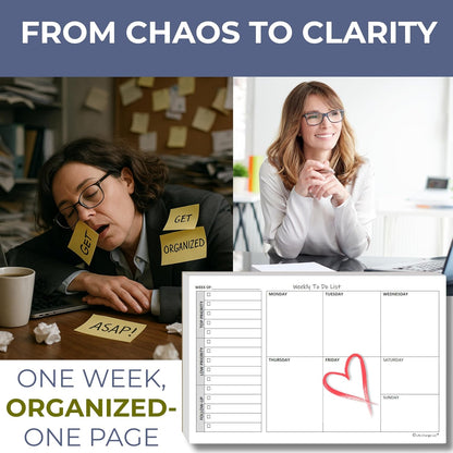 Life Charge Weekly Planner Notepad for Work & Home, Weekly To Do List Pad with Daily Checklist, Priority & Notes, 60 Pages, 8.5 x 11 Letter, Landscape