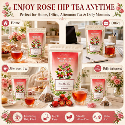WOTIHA Rosehip Herbal Tea Bags, Caffeine-Free, 60 Count