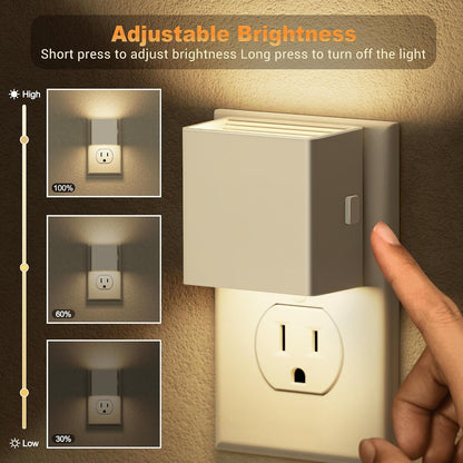 JandCase Night Light, Modern Night Lights Plug into Wall,2 Pack Dusk to Dawn Sensor Nightlight, Amber Brightness Adjustable Nightlight for Kids Bathroom Hallway Kitchen Bedroom Decor