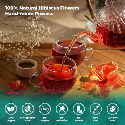 Lavitali, Hibiscus Tea Bags | 120 bags, 100% Pure Herbal Tea | Caffeine-Free, Antioxidant-Rich, Eco-Friendly Filter Bags | Daily Natural Botanical, Hot or Iced Floral Infusion