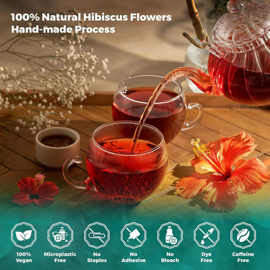 Lavitali, Hibiscus Tea Bags | 120 bags, 100% Pure Herbal Tea | Caffeine-Free, Antioxidant-Rich, Eco-Friendly Filter Bags | Daily Natural Botanical, Hot or Iced Floral Infusion