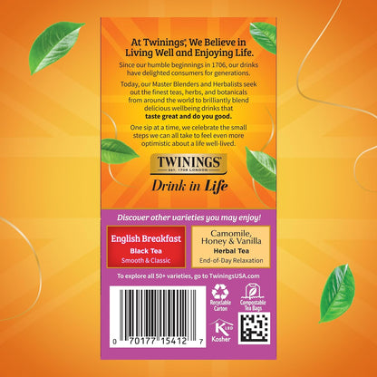 Twinings Darjeeling Himalayan Black Tea Bags, 20 CT Box (6 Pack)