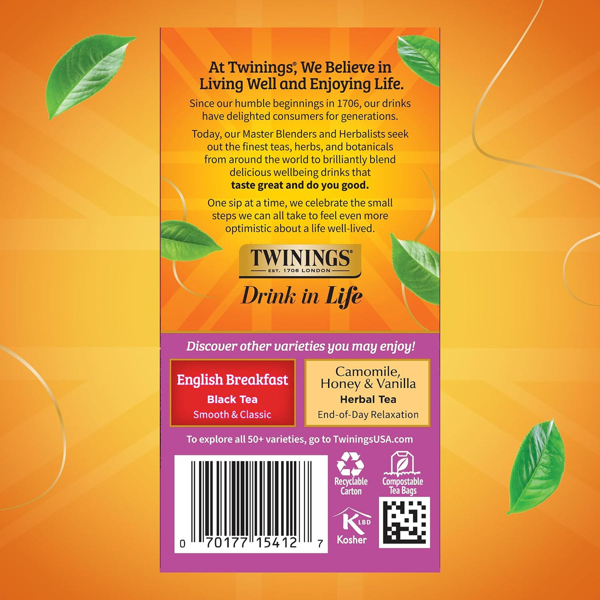 Twinings Darjeeling Black Tea Individually Wrapped Bags, 20 Count (Pack of 1), Delicate Light Taste, Caffeinated, Enjoy Hot or Iced, 20 Teabags