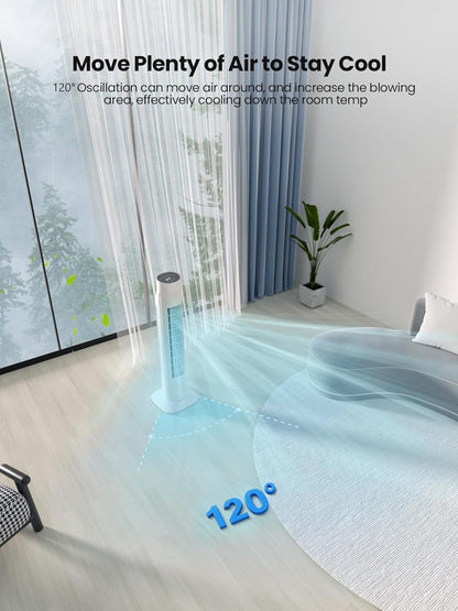 Uthfy Tower Fan with Remote, Portable 120° Oscillating Standing Fan, 3 Speeds & 3 Modes, 7.5H Timer, Fans That Blow Cold Air for Bedroom, Living Room, Office, Black