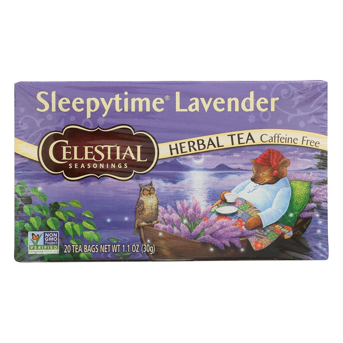 Celestial Seasonings Sleepytime Lavender Herbal Tea, Caffeine Free, Non GMO, 20 Bags (Pack Of 6)