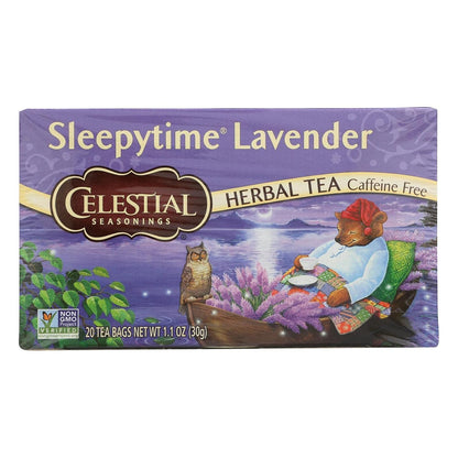 Celestial Seasonings Sleepytime Lavender Herbal Tea, Caffeine Free, Non GMO, 20 Bags (Pack Of 6)