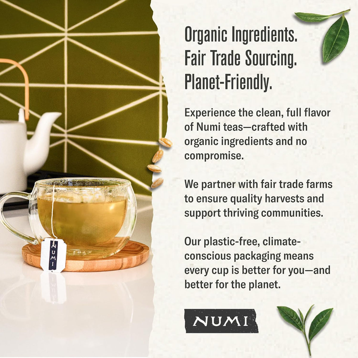 Numi Organic Matcha Toasted Rice Tea, 54 Green Tea Bags, Medium Caffeine