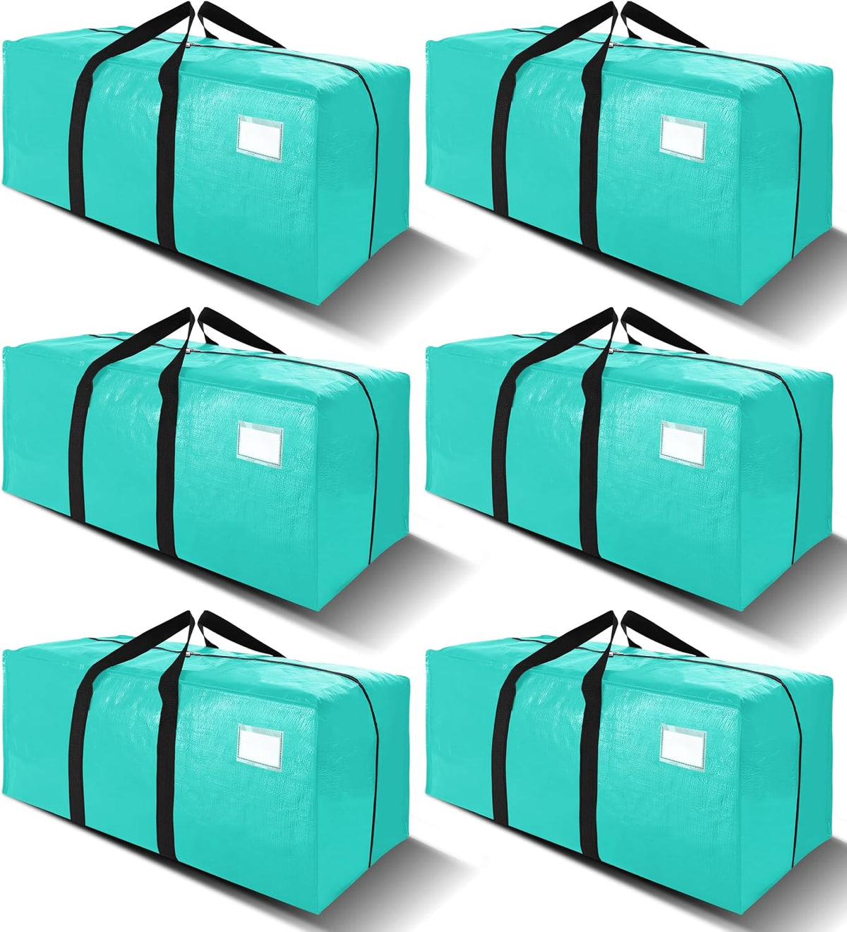 VELVETSURE Heavy Duty Extra Large Moving Bags W/Backpack Straps - Strong Handles & Zippers, Storage Totes For Space Saving, Fold Flat, Alternative to Box and Bin (Set of 6, Multicolor)