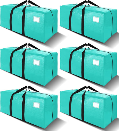 VELVETSURE Heavy Duty Extra Large Moving Bags W/Backpack Straps - Strong Handles & Zippers, Storage Totes For Space Saving, Fold Flat, Alternative to Box and Bin (Set of 6, Multicolor)