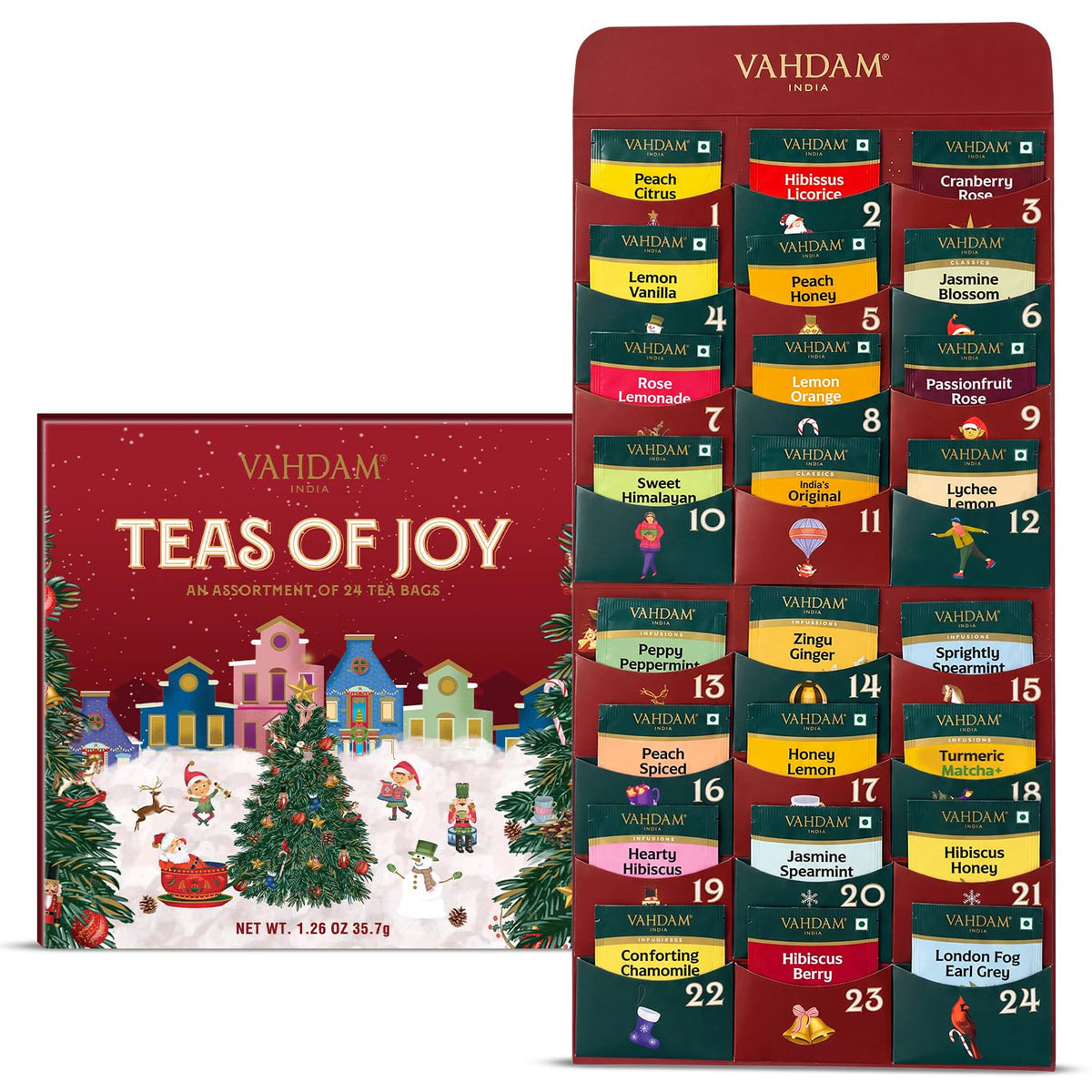 VAHDAM Teas of Joy - Tea Advent Calendar 2026 | 24 Unique TeaBags for Xmas