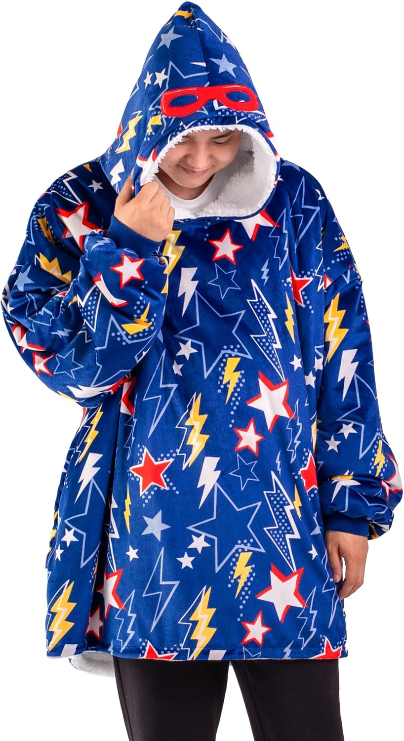 Bare Home Wearable Blanket Hoodie - Soft Plush Sherpa - Warm and Cozy - Oversized Wearable Blanket