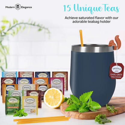 Modern Elegance Tea Tumbler Gift Set for Women, Teal