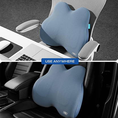 Skechers Memory Foam Lumbar Pillow,Lumbar Support Pillow for Office, Chair Lower Back Pain Relief Lumbar Pillow, Ergonomic Design Back Support Pillow for Office Chair, Car, Home, Travel,Black