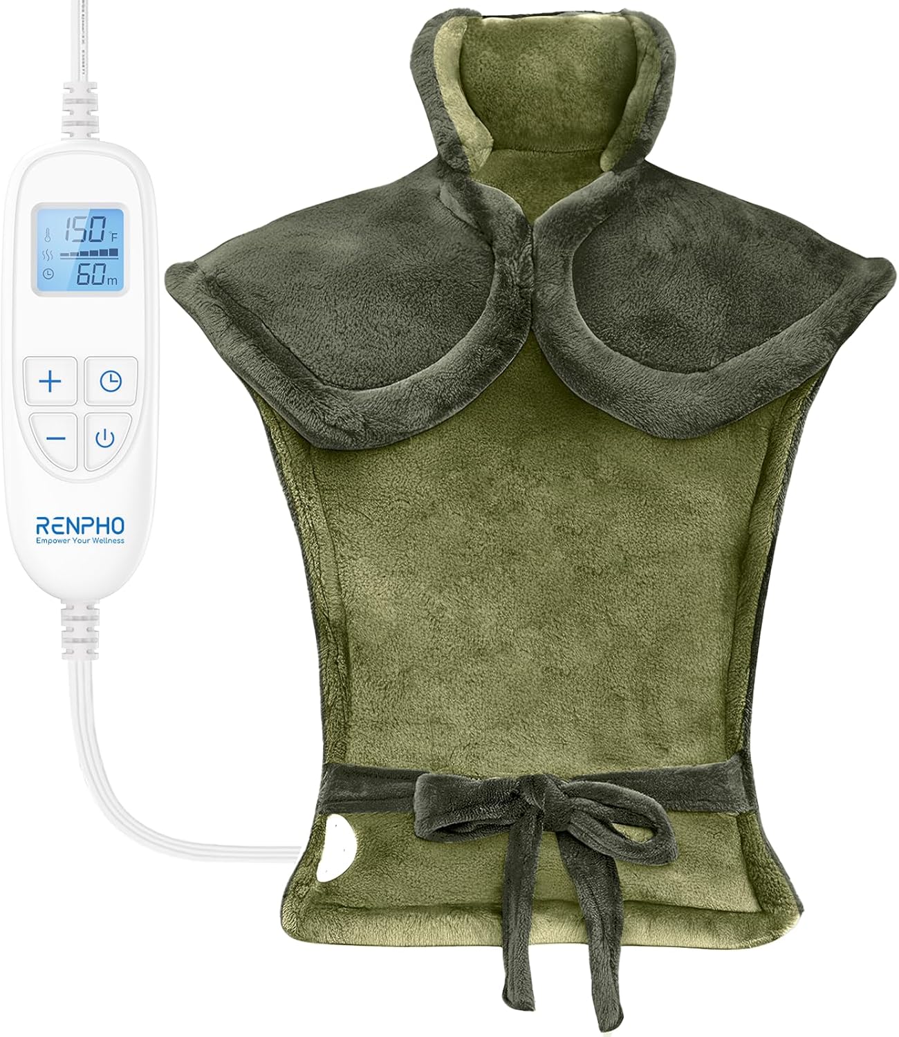 RENPHO Fathers Day Dad Gifts, Electric Heating Pad - 6 Heat Levels for Neck Shoulder and Back, Birthday Gifts for Women Men, Weighted Pad for Snug Fit, ETL Certified, FSA Eligible, 24"x33" Gray