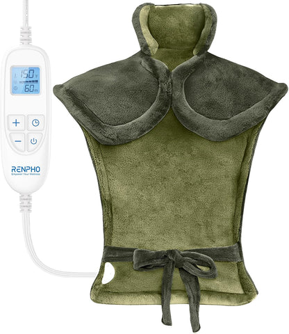 RENPHO Fathers Day Dad Gifts, Electric Heating Pad - 6 Heat Levels for Neck Shoulder and Back, Birthday Gifts for Women Men, Weighted Pad for Snug Fit, ETL Certified, FSA Eligible, 24"x33" Gray