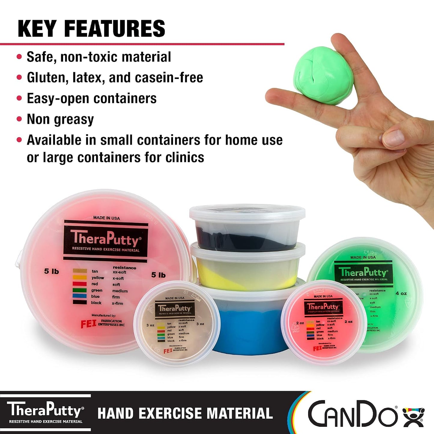 CanDo Theraputty Plus Hand Exercise Putty for Rehabilitation, Exercises, Hand Therapy, Hand Strengthening, Stress Relief - Yellow 4 oz X-Soft