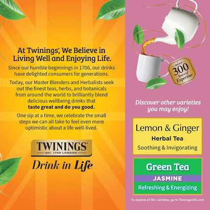 Twinings Pomegranate & Raspberry Herbal Tea Individually Wrapped Bags, 100 Count (Pack of 1), Naturally Caffeine-Free, Enjoy Hot or Iced, 100 Teabags