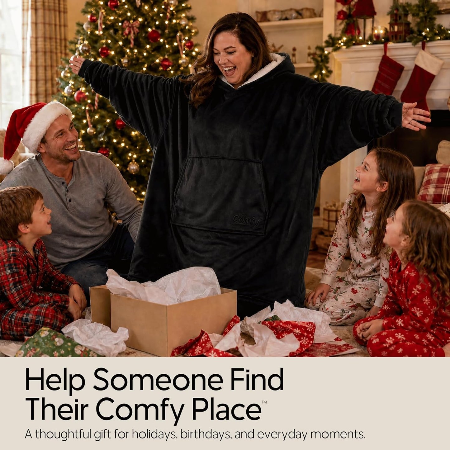 THE COMFY Original | From Shark Tank | Patented | Oversized Sherpa Wearable Blanket Hoodie| Gift for Women & Men | One Size