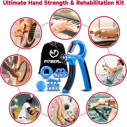 FitBeast Grip Strengthener Forearm Strengthener Hand Grips Strengthener Kit - 5 Pack Adjustable Resistance