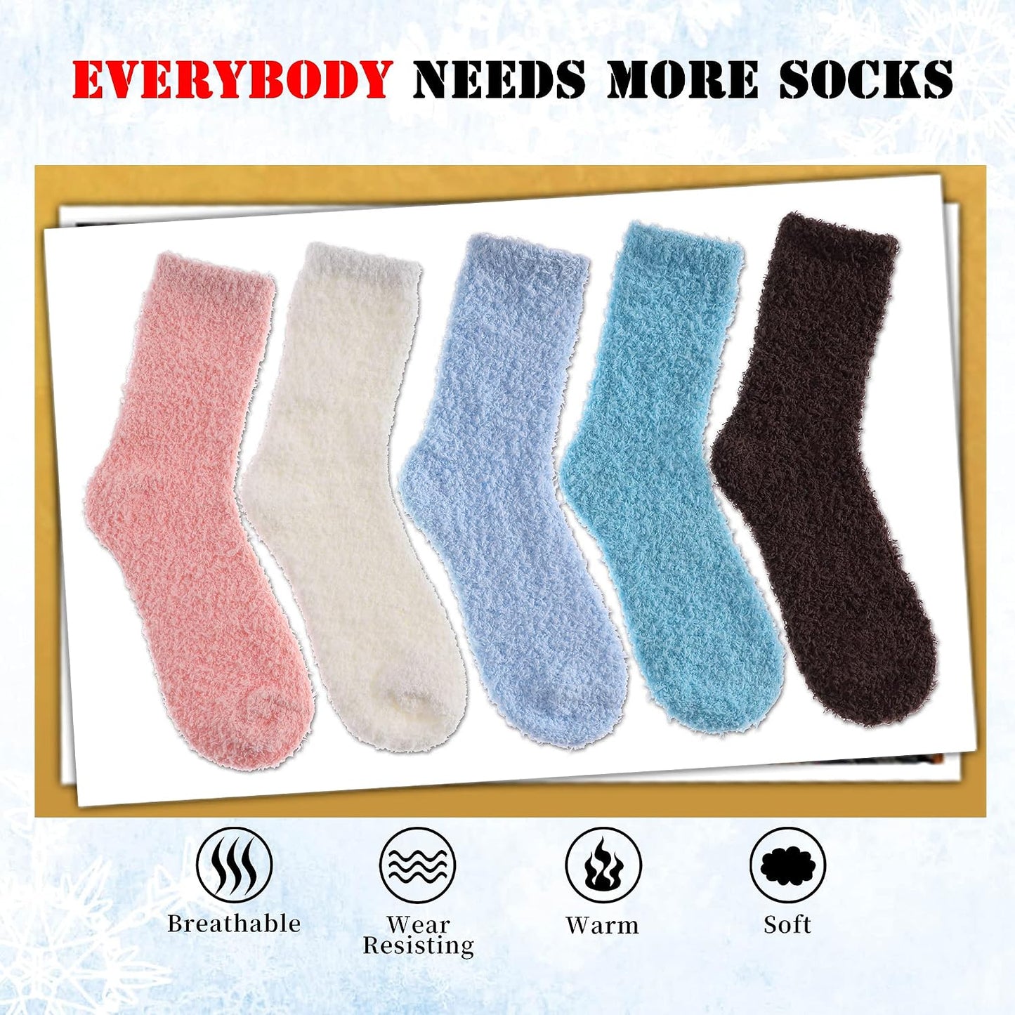 LANLEO 5/6 Pairs Womens Super Soft Fuzzy Plush Warm Winter Home Sleeping Slipper Socks