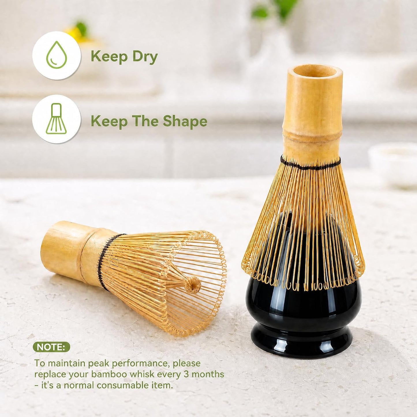 Matcha Whisk Set with Ceramic Bowl - Complete Matcha Making Kit, Bamboo Whisk (Chasen), Whisk Holder, Matcha Powder Sifter, Scoop, Japanese Tea Ceremony Tools（Green）