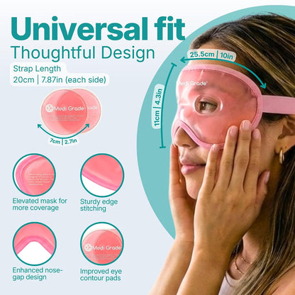 Medi Grade Cooling Gel Eye Mask for Puffy Eyes – Reusable Gel Eye Mask and Cooling Eye Pads with Thermo-Bag for Dark Circles and Morning/Night Skincare Routine – Reversible Cold Eye Mask