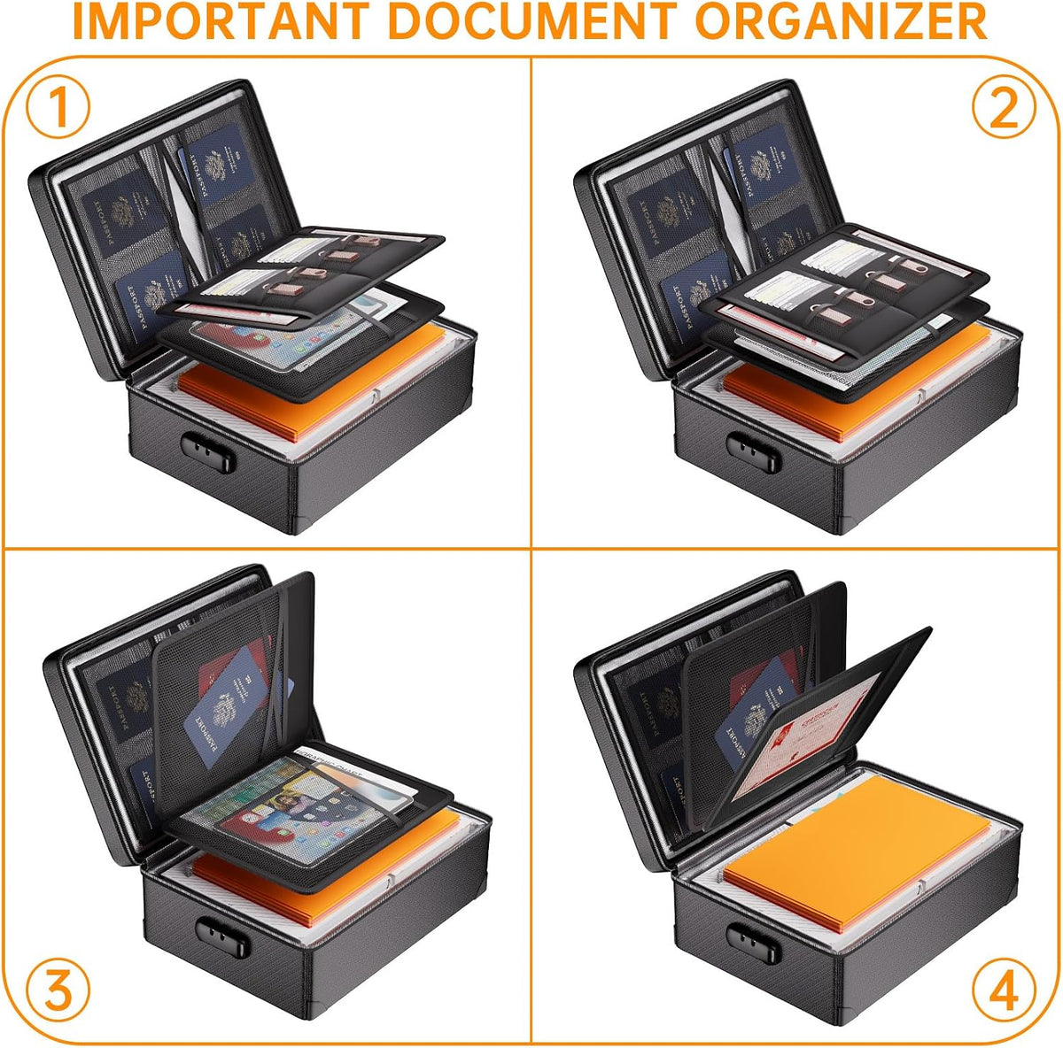 DocSafe 5200°F Fireproof Document Organizer Box with Lock, Heat Insulated