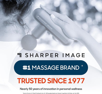 Sharper Image PowerBoost Core Mini Massage Gun [2026 Version] Deep Tissue Percussion Massager with 6 Speeds for Back & Full Body Muscle Pain Relief, Portable with 4 Attachments & Carry Pouch