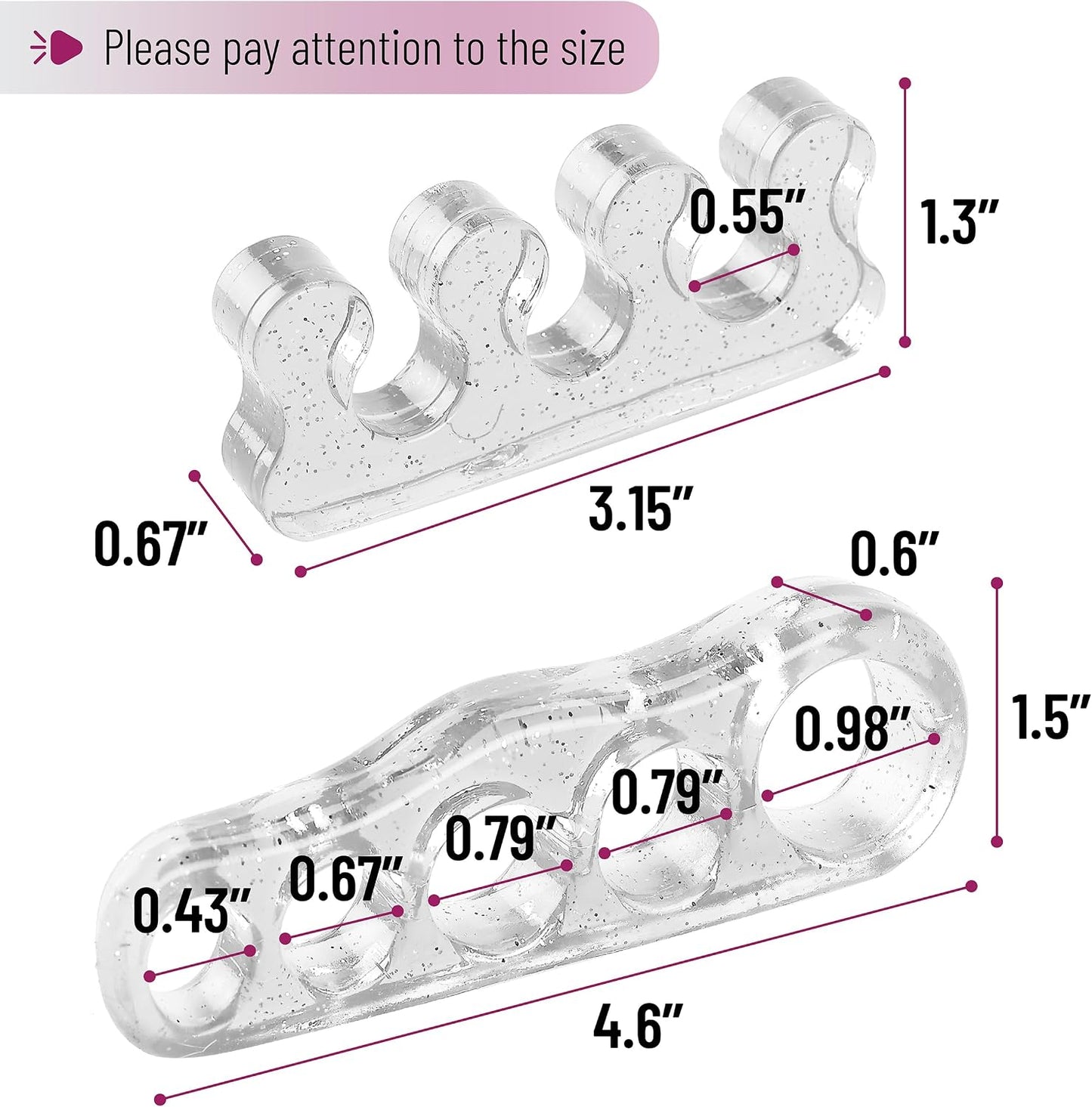 DR. JK- ToePal Gel Toe Separator, 2 Pairs, Toe Spacers, Toe Straightener, Hammer Toe Straightener, Toe Spreader, Toe Stretcher, Toe Corrector for Women and Men, Bunion Corrector