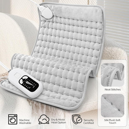 Deepsoon Heating Pad,Electric Heating Pads for Back,Neck,Moist Heating Pad for Abdomen Shoulder Knee Legs,Dry/Moist Heat&Auto Shut Off,Fathers Day Dad Gifts for Men Birthday,Light Gray,24x12 Inch