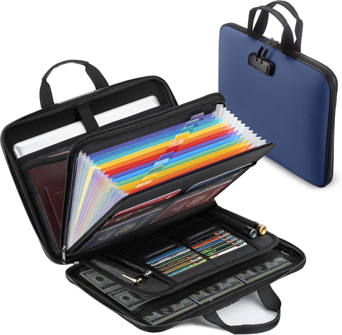 facka Fireproof Document Organizer Box with Lock, 13 Pocket Safe File Bag