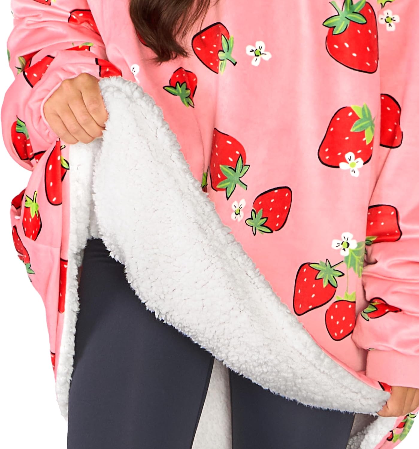 Bare Home Wearable Blanket Hoodie - Soft Plush Sherpa - Warm and Cozy - Oversized Wearable Blanket