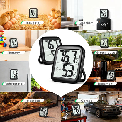 Antonki 2 Pack Room Thermometer for Home, Hygrometer Indoor Humidity Meter Gauge, Digital Temperature and Humidity Monitor Sensor for House, Terrarium, Incubator, Greenhouse - Battery Included