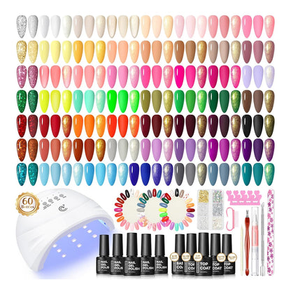 COSCELIA 53pcs Gel Nail Polish Kit with U V light and Drill Starter Kit 35 Colors Gel Nail Polish with 5pcs Top Base Coat Nail Art Professional Gel Manicure Kits Gifts for Women Teens Girls