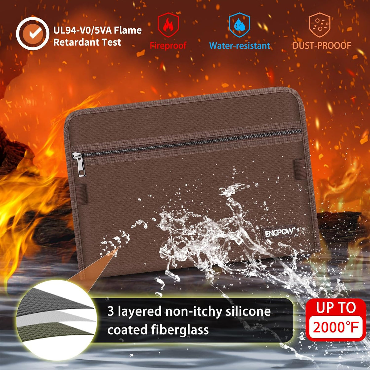 ENGPOW Expanding File Folder,Fireproof 13 Pockets Document Organizer Bag