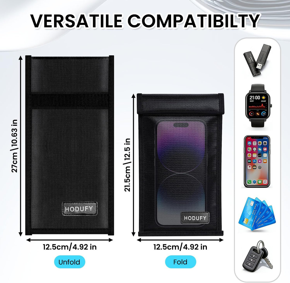 Faraday Bags for Phones and Car Key 2 Pack, Signal Blocking Pouch, Cell Phone Signal Jammer, Car Key/WiFi/RFID/GPS Signal Blocker