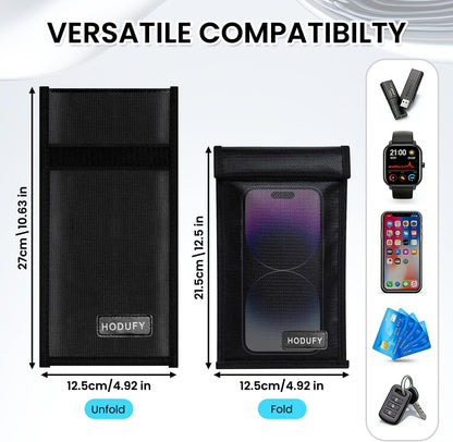 Faraday Bags for Phones and Car Key 2 Pack, Signal Blocking Pouch, Cell Phone Signal Jammer, Car Key/WiFi/RFID/GPS Signal Blocker