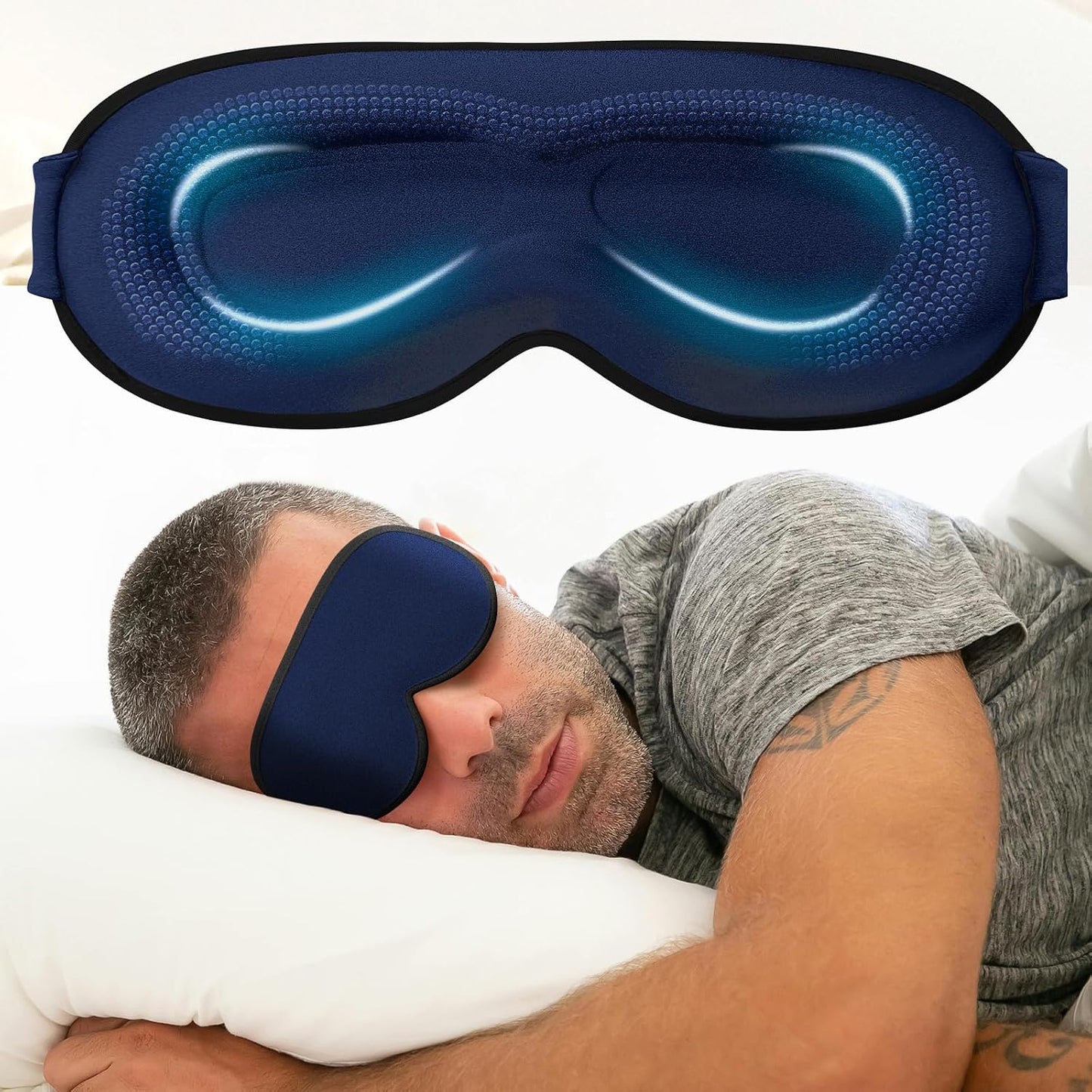 Weighted Eye Mask Cover for Sleeping - Eye Masks for Sleep with Adjustable Strap, Lash Extension Eye Covers for Women Men, 3D Contoured, Plane Travel Essentials, Blindfold for Meditation