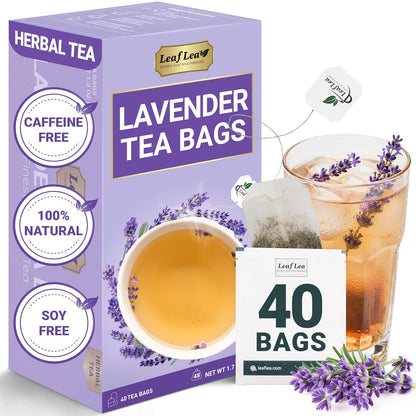 LeafLea Peppermint Tea Bags, Pure Single-Ingredient Mint Tea, 40 Count | Just Real Peppermint Leaves, Cool Refreshing Taste, Te De Menta, Caffeine-Free, Vegan, Individually Foil-Wrapped