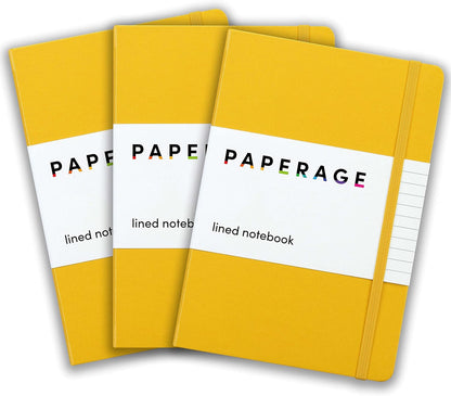 PAPERAGE Lined Journal Notebook, Hardcover Journal for Women & Men, 160 Pages, (5.6 in x 8 in), College Ruled Journaling Notebook for Work, School Supplies & Note Taking, (Black)