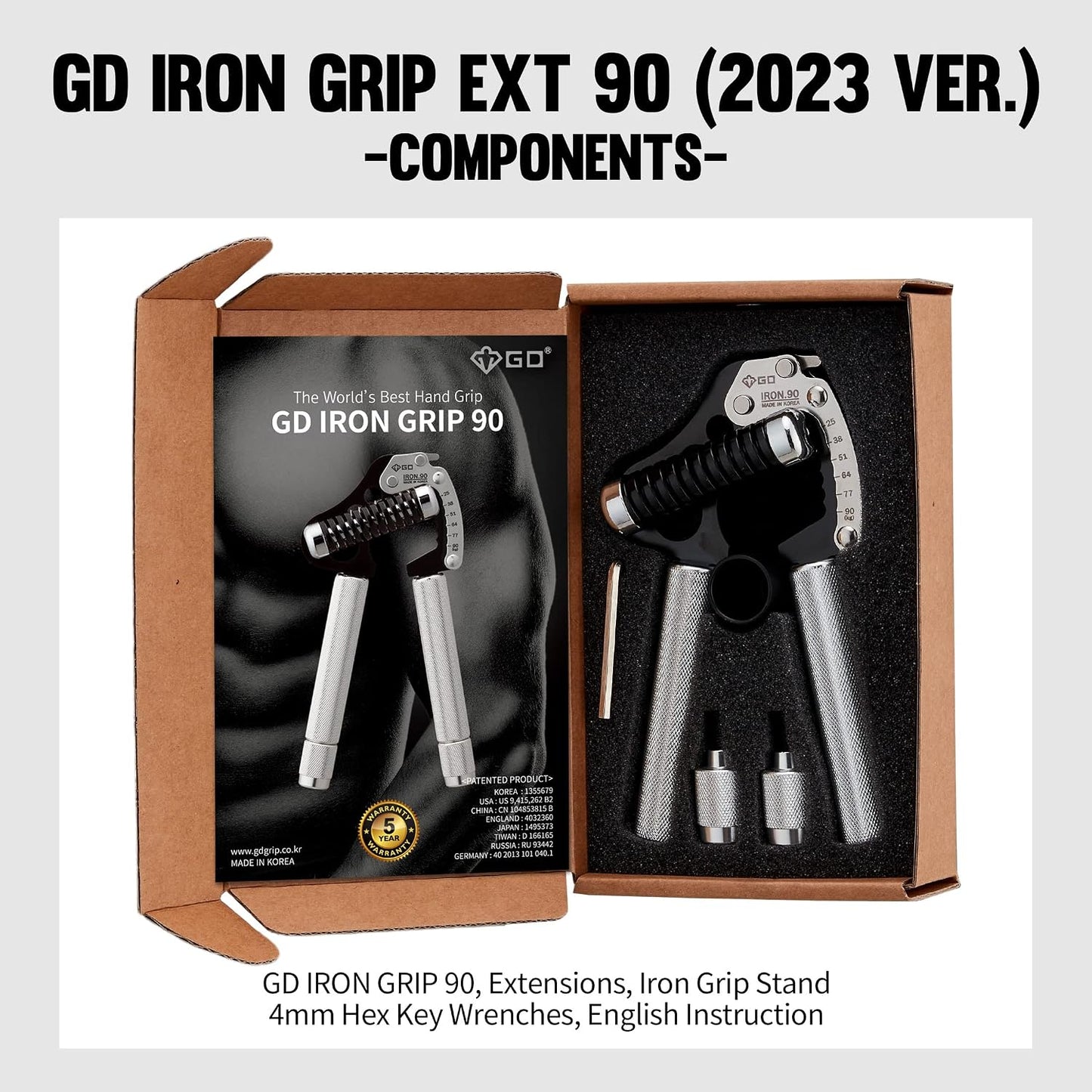 GD IRON GRIP Grip Strength Trainer Adjustable Hand Gripper Strengthener Hand Grip Exerciser Wrist Strengtheners Silent & Durable – Forearm, Finger & Hand Strength Training for Athletes, Climbers & Rehabilitation