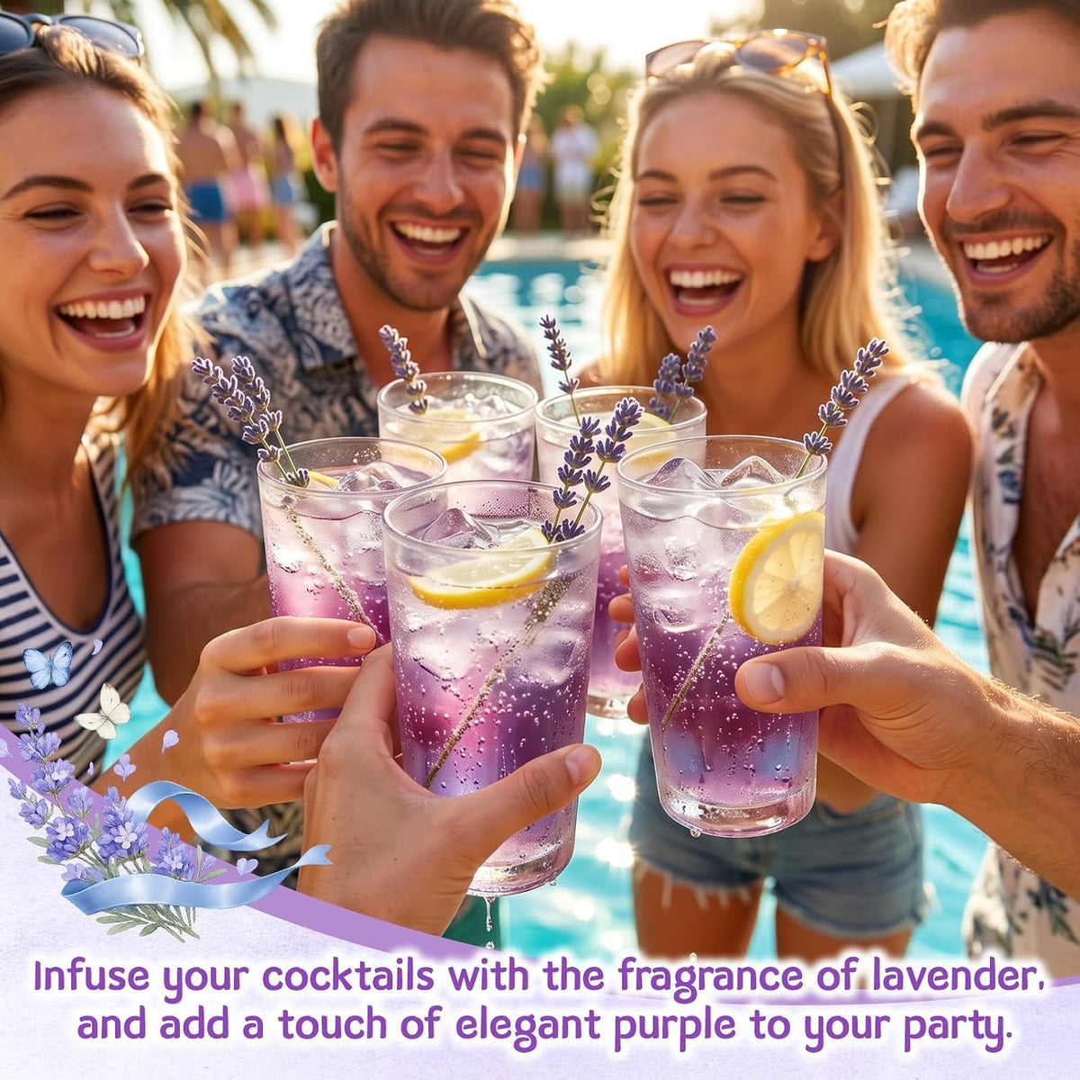 Curnue 50+ Edible Lavender Sprigs for Cocktails & Drinks Garnish